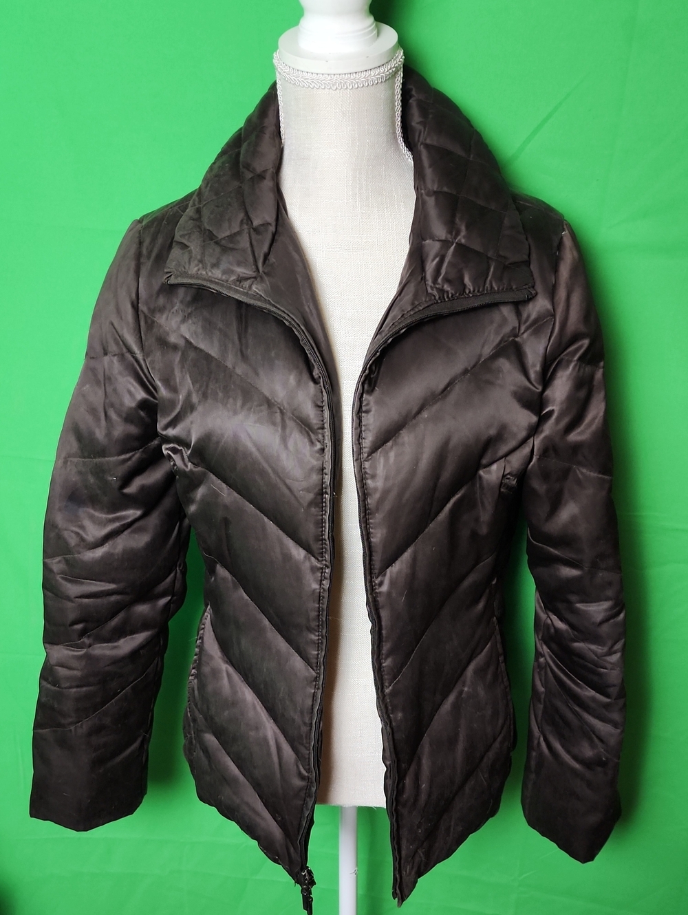 Kenneth Cole Reaction Women's Quilted Down Puffer Jacket Brown M